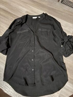 New York & Company Black Women's Casual Button-Down Shirt
